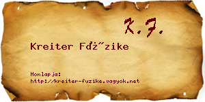 Kreiter Füzike névjegykártya